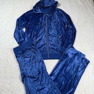 Vintage Y2K BCBG MAXAZRIA Crushed Velvet 2 Piece Velour Bling Outfit Set